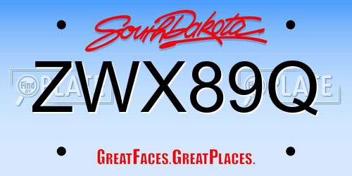 ZWX89Q South Dakota License Plate