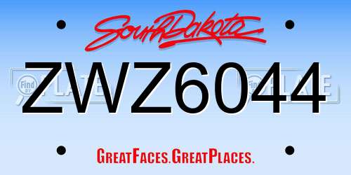 ZWZ6044 South Dakota License Plate