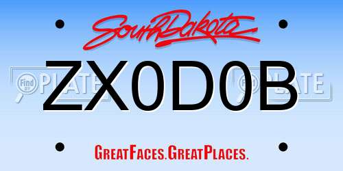 ZX0D0B South Dakota License Plate