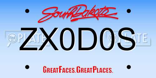 ZX0D0S South Dakota License Plate