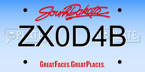 ZX0D4B South Dakota License Plate