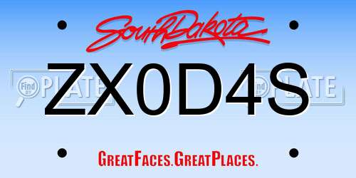 ZX0D4S South Dakota License Plate