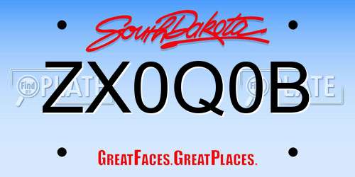 ZX0Q0B South Dakota License Plate