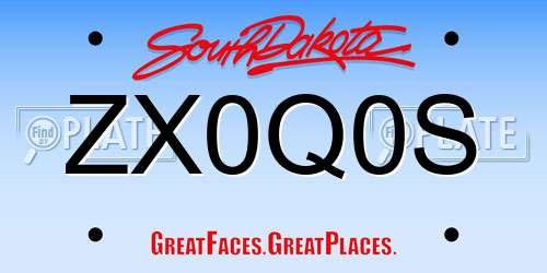 ZX0Q0S South Dakota License Plate