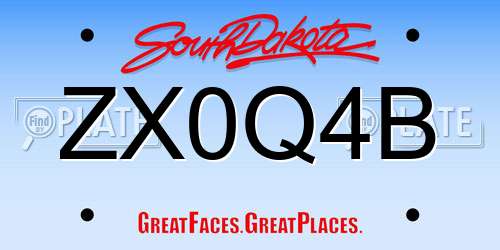 ZX0Q4B South Dakota License Plate