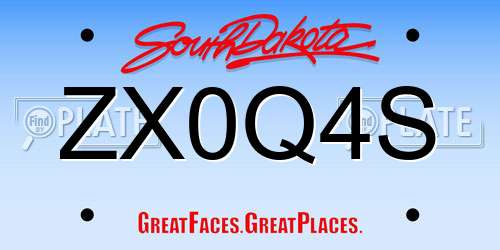ZX0Q4S South Dakota License Plate