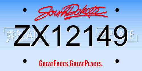 ZX12149 South Dakota License Plate