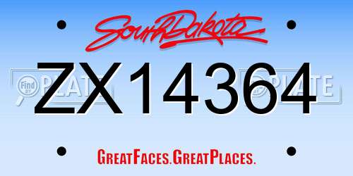 ZX14364 South Dakota License Plate