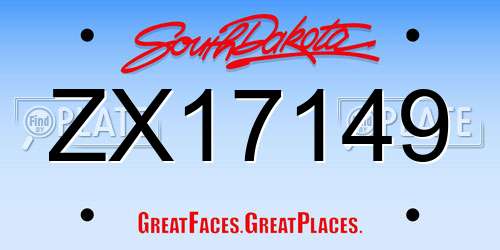 ZX17149 South Dakota License Plate