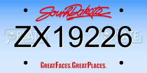 ZX19226 South Dakota License Plate