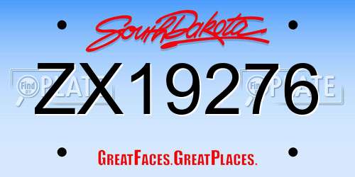 ZX19276 South Dakota License Plate