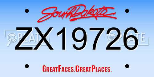 ZX19726 South Dakota License Plate