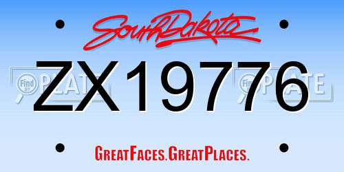 ZX19776 South Dakota License Plate