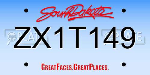 ZX1T149 South Dakota License Plate