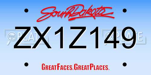ZX1Z149 South Dakota License Plate
