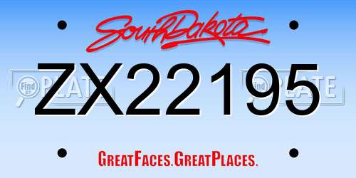 ZX22195 South Dakota License Plate