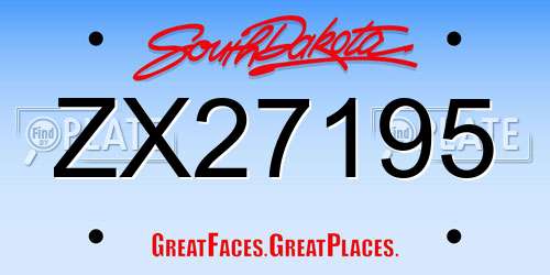 ZX27195 South Dakota License Plate