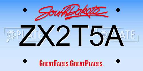 ZX2T5A South Dakota License Plate