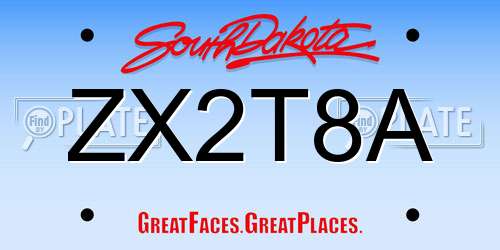 ZX2T8A South Dakota License Plate
