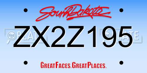 ZX2Z195 South Dakota License Plate