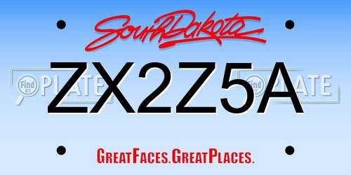 ZX2Z5A South Dakota License Plate