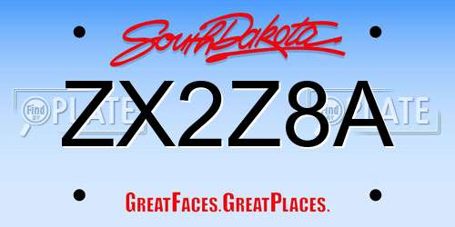 ZX2Z8A South Dakota License Plate