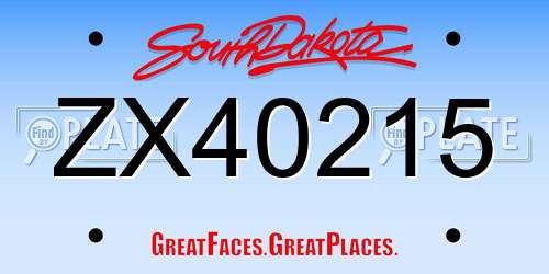 ZX40215 South Dakota License Plate