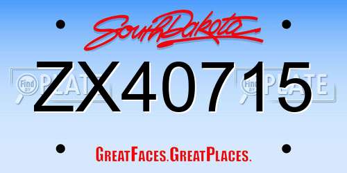 ZX40715 South Dakota License Plate