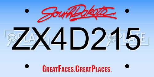 ZX4D215 South Dakota License Plate
