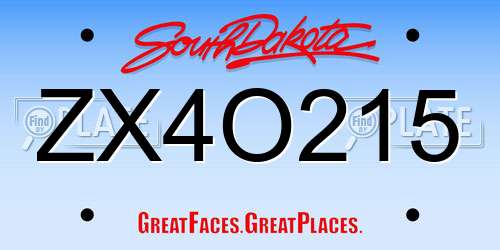ZX4O215 South Dakota License Plate