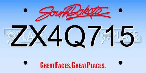 ZX4Q715 South Dakota License Plate