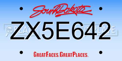 ZX5E642 South Dakota License Plate