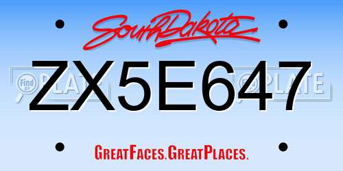 ZX5E647 South Dakota License Plate