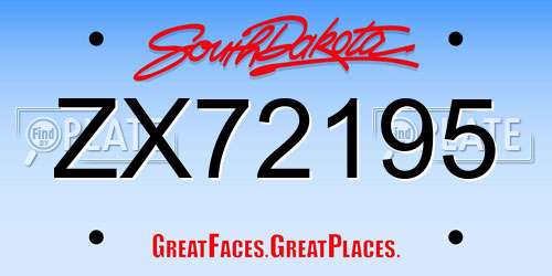 ZX72195 South Dakota License Plate