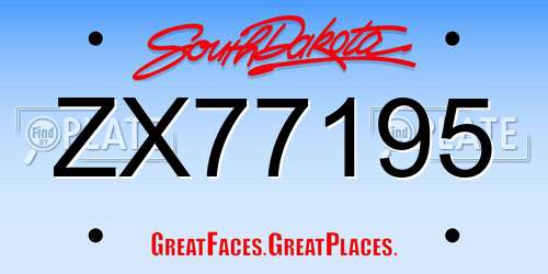 ZX77195 South Dakota License Plate