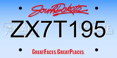ZX7T195 South Dakota License Plate