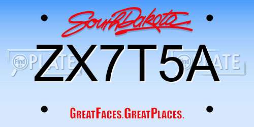ZX7T5A South Dakota License Plate