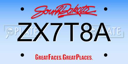ZX7T8A South Dakota License Plate
