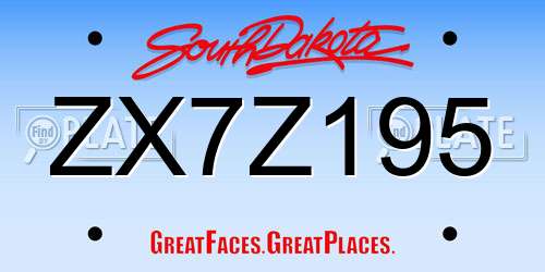 ZX7Z195 South Dakota License Plate