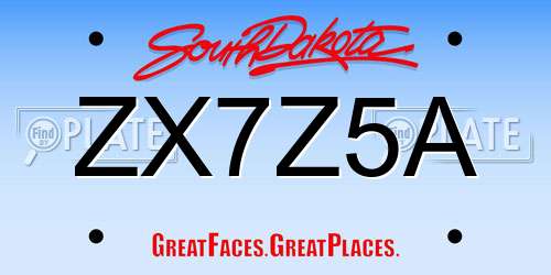 ZX7Z5A South Dakota License Plate
