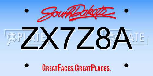 ZX7Z8A South Dakota License Plate