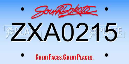 ZXA0215 South Dakota License Plate