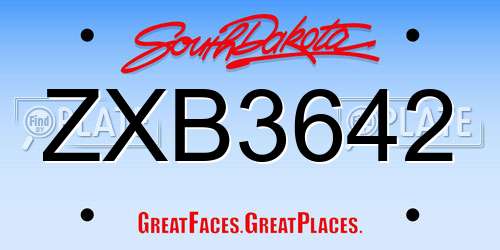ZXB3642 South Dakota License Plate