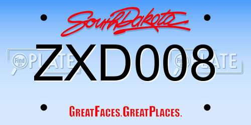 ZXD008 South Dakota License Plate