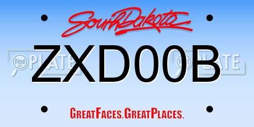 ZXD00B South Dakota License Plate