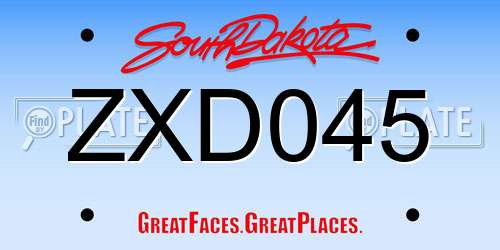 ZXD045 South Dakota License Plate