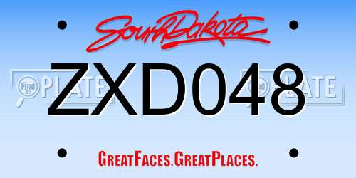 ZXD048 South Dakota License Plate