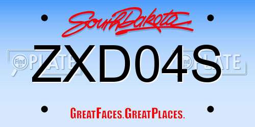 ZXD04S South Dakota License Plate