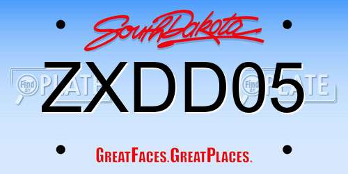 ZXDD05 South Dakota License Plate