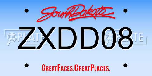 ZXDD08 South Dakota License Plate